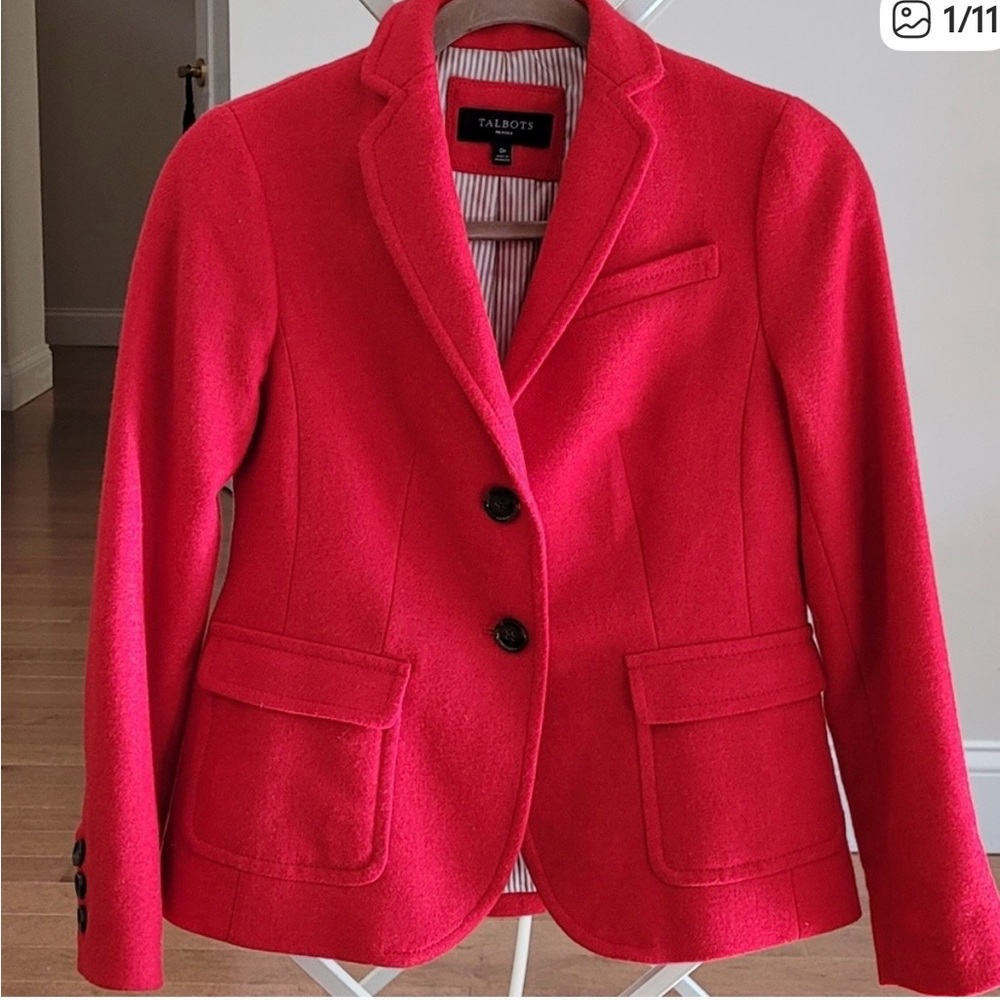 Talbots Wool Blend Vibrant Red Blazer